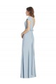 Long Cap Sleeves Stretch Crepe Light Sky Blue Trumpet Formal Dress / Bridesmaid Dress Canberra