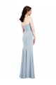 Long Sleeveless Stretch Crepe Light Sky Blue V-Neck Trumpet Bridesmaid Dress / Evening Dress Canberra
