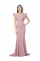 Sweep Train Flutter Sleeves Stretch Crepe Dusty Pink Mermaid Formal Evening Gown / Prom Dress / Bridesmaid Dress Canberra