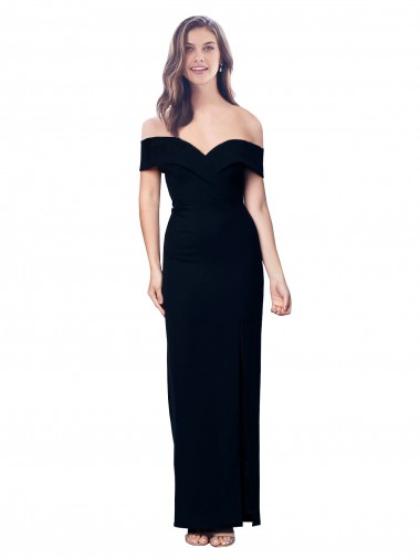 Long Sleeveless Stretch Crepe Black Off the Shoulder Mermaid Formal Dress / Bridesmaid Dress Canberra
