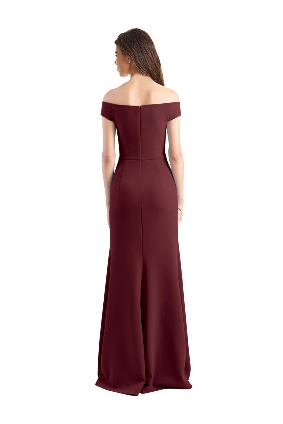 Long Sleeveless Stretch Crepe Burgundy Gold Sheath Prom Dress / Bridesmaid Dress Canberra