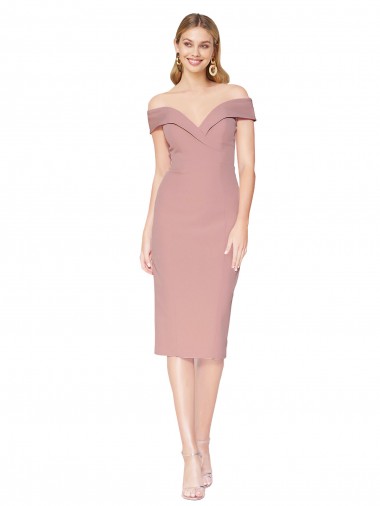 Knee Length Sleeveless Stretch Crepe Dusty Pink Mermaid Black Tie Evening Gown / Prom Dress / Bridesmaid Dress Canberra