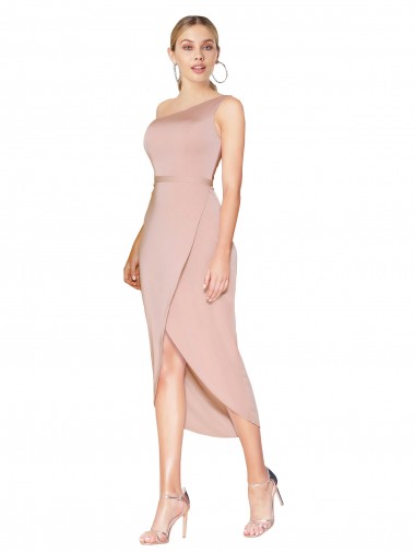 Knee Length Sleeveless Stretch Crepe Mauve Mermaid Formal Dress / Bridesmaid Dress Canberra