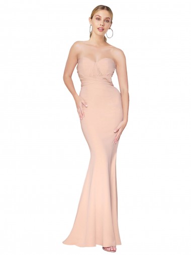 Long Sleeveless Stretch Crepe Nude Mermaid Formal Dress / Bridesmaid Dress Canberra