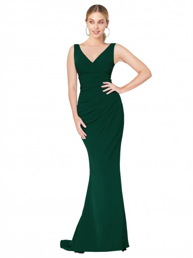 Long Sleeveless Stretch Crepe Midnight Green Mermaid Formal Evening Gown / Prom Dress / Bridesmaid Dress Canberra