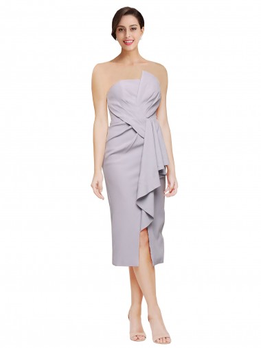 Cocktail Length Sleeveless Stretch Crepe Arctic Lilac Sheath High Low Evening Gown / Prom Dress / Bridesmaid Dress Canberra