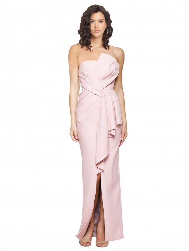 Long Sleeveless Stretch Crepe Pink Sheath Formal Dress / Bridesmaid Dress Canberra