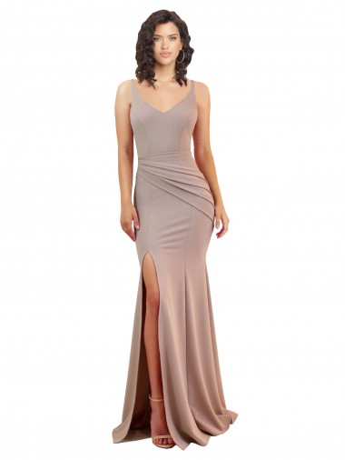 Long Sleeveless Stretch Crepe Dusty Pink Mermaid Black Tie Evening Gown / Prom Dress / Bridesmaid Dress Canberra