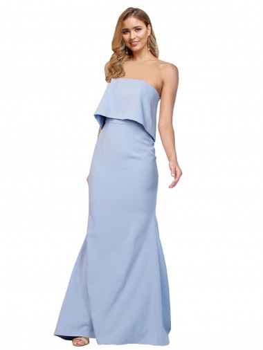 Long Sleeveless Stretch Crepe Light Sky Blue A-Line Formal Dress / Bridesmaid Dress Canberra