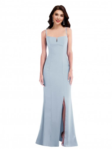 Long Sleeveless Stretch Crepe Light Sky Blue Spaghetti Straps Trumpet Formal Evening Gown / Prom Dress / Bridesmaid Dress Canberra