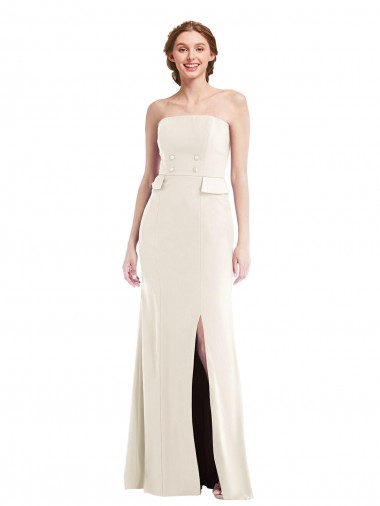 Long Sleeveless Stretch Crepe Ivory Strapless Trumpet Semi Formal Evening Dress / Prom Dress / Bridesmaid Dress Canberra