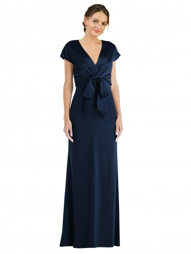 Long Cap Sleeves Stretch Crepe Dark Navy Trumpet Formal Evening Gown / Prom Dress / Bridesmaid Dress Canberra