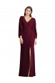 Long Puff Sleeves Stretch Crepe Burgundy Gold Trumpet Semi Formal Evening Dress / Prom Dress / Bridesmaid Dress Canberra