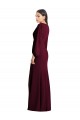 Long Puff Sleeves Stretch Crepe Burgundy Gold Trumpet Semi Formal Evening Dress / Prom Dress / Bridesmaid Dress Canberra