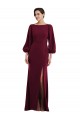 Long Long Sleeves Stretch Crepe Burgundy Gold Trumpet Formal Evening Gown / Prom Dress / Bridesmaid Dress Canberra