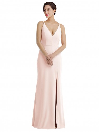 Long Sleeveless Stretch Crepe Pink V-Neck Trumpet Formal Evening Gown / Prom Dress / Bridesmaid Dress Canberra