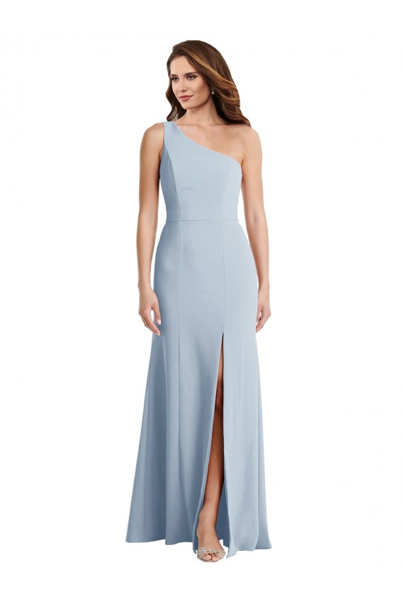 Long Sleeveless Stretch Crepe Light Sky Blue One Shoulder Trumpet Formal Evening Gown / Prom Dress / Bridesmaid Dress Canberra