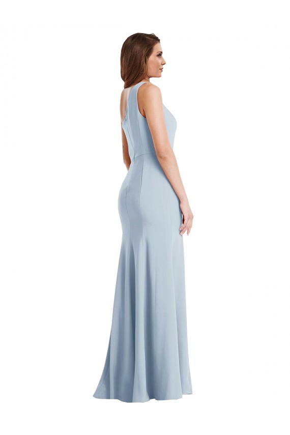 Long Sleeveless Stretch Crepe Light Sky Blue One Shoulder Trumpet Formal Evening Gown / Prom Dress / Bridesmaid Dress Canberra
