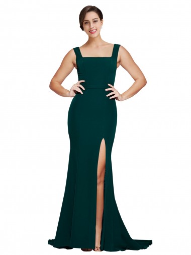 Sweep Train Sleeveless Stretch Crepe Midnight Green Sheath Semi Formal Evening Dress / Prom Dress / Bridesmaid Dress Canberra