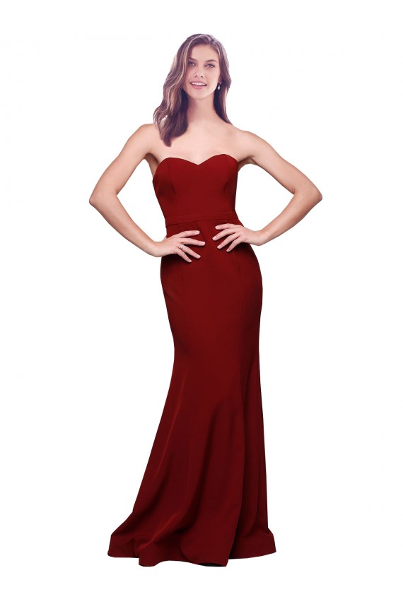 Long Sleeveless Stretch Crepe Burgundy Sheath Formal Evening Gown / Prom Dress / Bridesmaid Dress Canberra