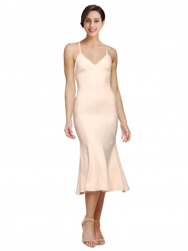 Midi Length Sleeveless Stretch Crepe Nude Sheath Evening Gown / Prom Dress / Bridesmaid Dress Canberra