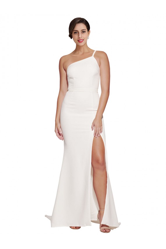 Sweep Train Sleeveless Stretch Crepe Ivory Sheath Semi Formal Evening Dress / Prom Dress / Bridesmaid Dress Canberra