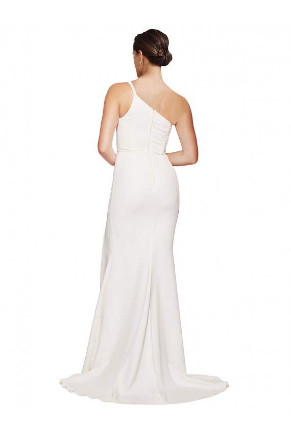 Sweep Train Sleeveless Stretch Crepe Ivory Sheath Semi Formal Evening Dress / Prom Dress / Bridesmaid Dress Canberra