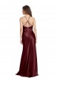 Long Sleeveless Stretch Satin Burgundy Gold A-Line Formal Evening Gown / Prom Dress / Bridesmaid Dress Canberra