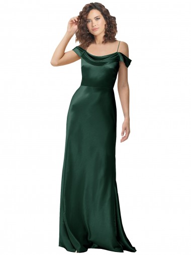 Long Sleeveless Stretch Satin Hunter Off the Shoulder A-Line Formal Evening Gown / Prom Dress / Bridesmaid Dress Canberra