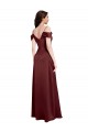 Long Sleeveless Stretch Satin Burgundy Gold A-Line Formal Dress / Bridesmaid Dress Canberra