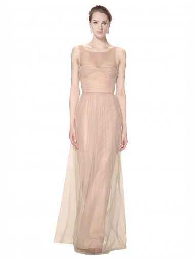 Long Sleeveless Tulle Blush Sheath Bridesmaid Dress Canberra