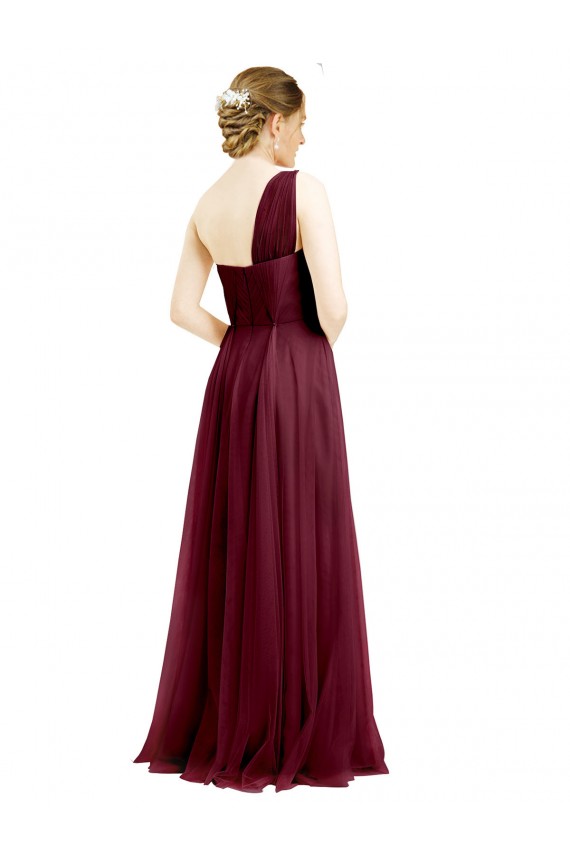 Long Sleeveless Tulle Burgundy A-Line Semi Formal Evening Dress / Bridesmaid Dress Canberra