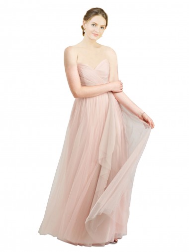 Long Sleeveless Tulle Pink A-Line Bridesmaid Dress / Evening Dress Canberra