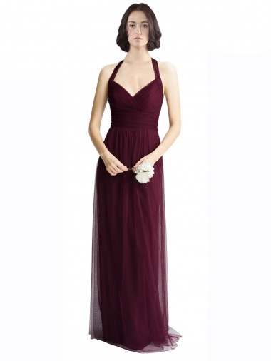 Long Sleeveless Tulle Red A-Line Bridesmaid Dress / Evening Dress Canberra