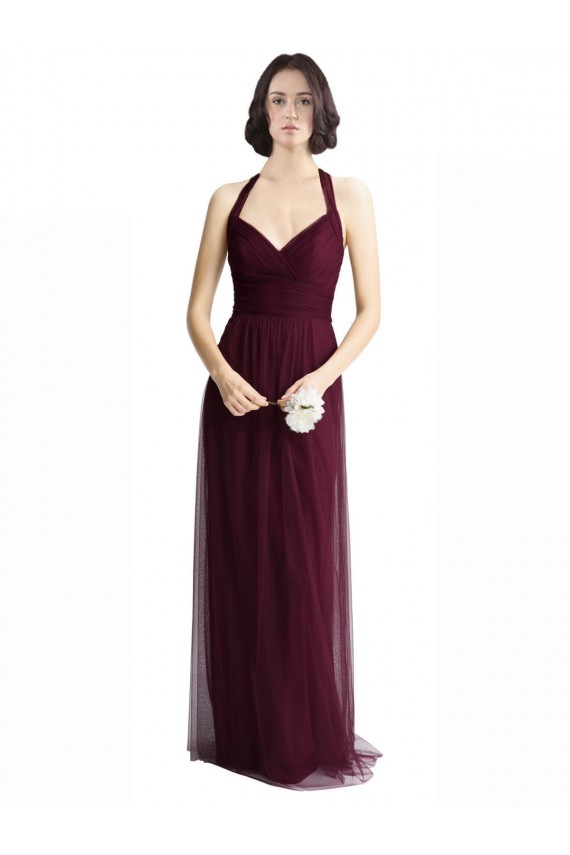 Long Sleeveless Tulle Red A-Line Bridesmaid Dress / Evening Dress Canberra