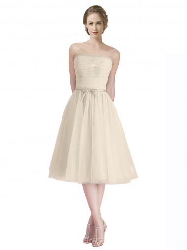 Cocktail Length Sleeveless Tulle A-Line Bridesmaid Dress Canberra