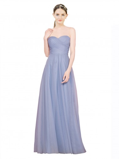 Long Sleeveless Tulle Light Sky Blue A-Line Formal Dress / Bridesmaid Dress Canberra