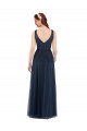 Long Sleeveless Tulle Dark Navy Sheath Bridesmaid Dress Canberra