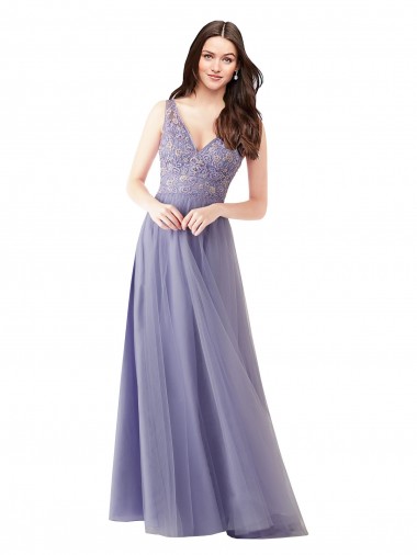 Long Sleeveless Tulle & Lace A-Line Formal Dress / Bridesmaid Dress Canberra