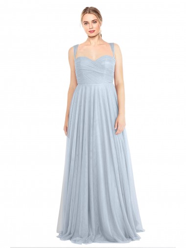 Long Sleeveless Tulle Light Sky Blue A-Line Evening Gown / Bridesmaid Dress Canberra