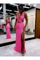 Long Sweep Train Sleeveless Velvet Sequin Sheath Evening Dress Canberra