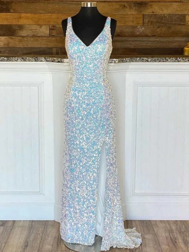 Sweep Train Sleeveless Velvet Sequin Sheath Evening Gown / Prom Dress Canberra