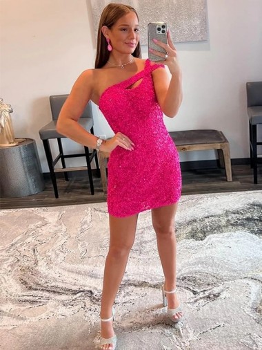 Short Sleeveless Velvet Sequin Fuchsia Sheath Prom Dresses Canberra
