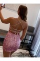 Short Sleeveless Velvet Sequin Hot Pink Sheath Evening Dress Canberra