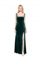 Long Sleeveless Stretch Velvet Dark Green A-Line Prom Dress / Bridesmaid Dress Canberra