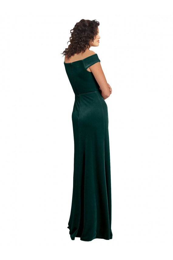 Long Cap Sleeves Stretch Velvet Dark Green A-Line Formal Evening Gown / Prom Dress / Bridesmaid Dress Canberra