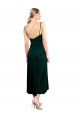 Midi Length Sleeveless Stretch Velvet Dark Green A-Line Prom Dress / Bridesmaid Dress Canberra