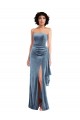 Long Sleeveless Stretch Velvet Dusty Blue Sheath Formal Evening Gown / Prom Dress / Bridesmaid Dress Canberra