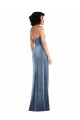 Long Sleeveless Stretch Velvet Dusty Blue Sheath Formal Evening Gown / Prom Dress / Bridesmaid Dress Canberra