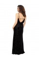 Long Sleeveless Floral Velvet & Stretch Velvet Black Sheath Bridesmaid Dress Canberra